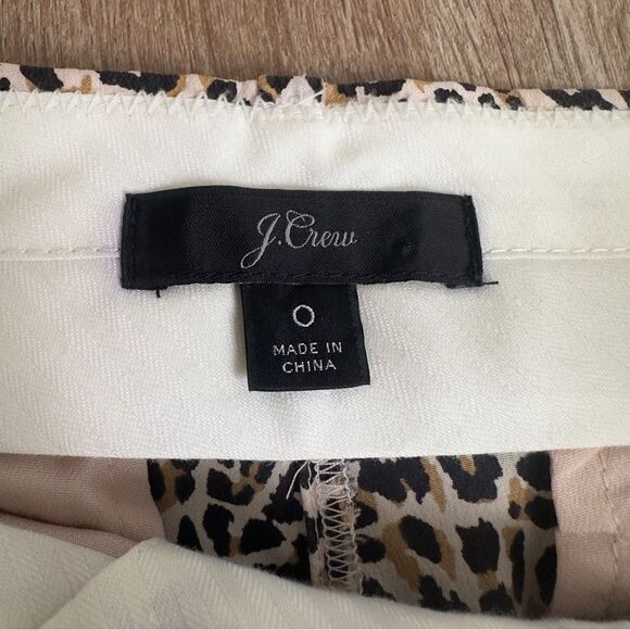 J. Crew 100% Silk Wide Leg Waist Tie Cropped Pant in Leopard Print Size 0 - Picture 4 of 11